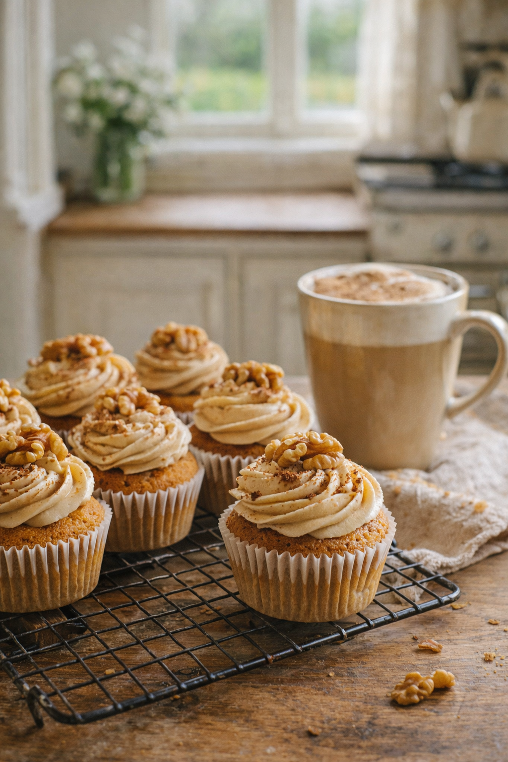 ☕ Coffee & Walnut Cupcakes (Cosy & Classic)