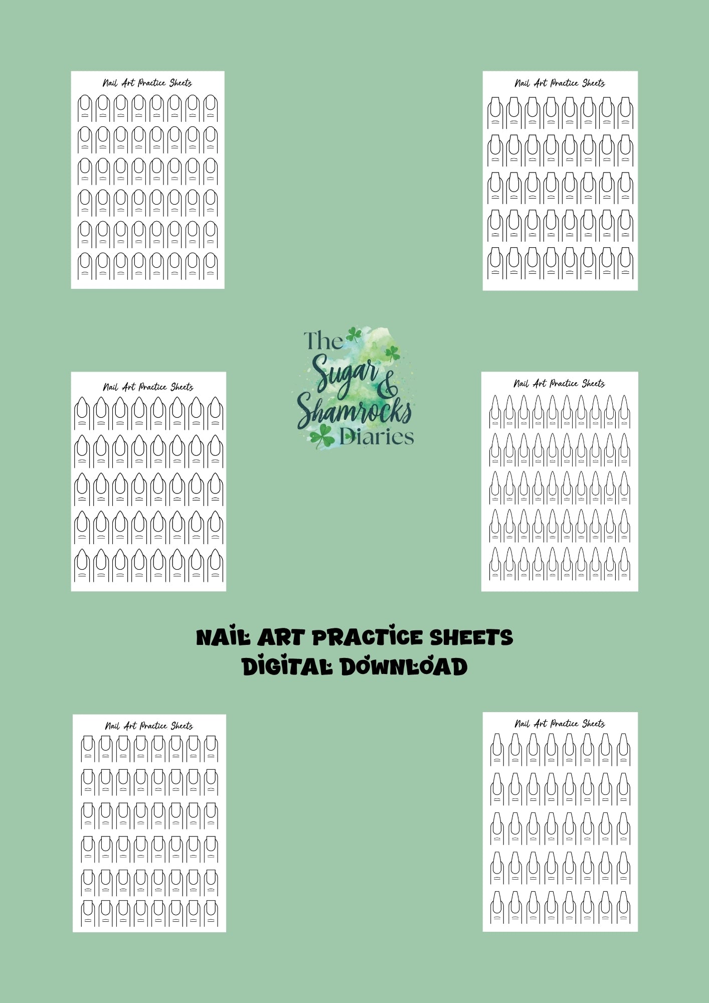 Nail Art Practice Sheets (Digital Download)