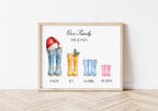 🥾🍀 Personalised Family Wellies Digital Print – A Cosy Keepsake for Your Home
