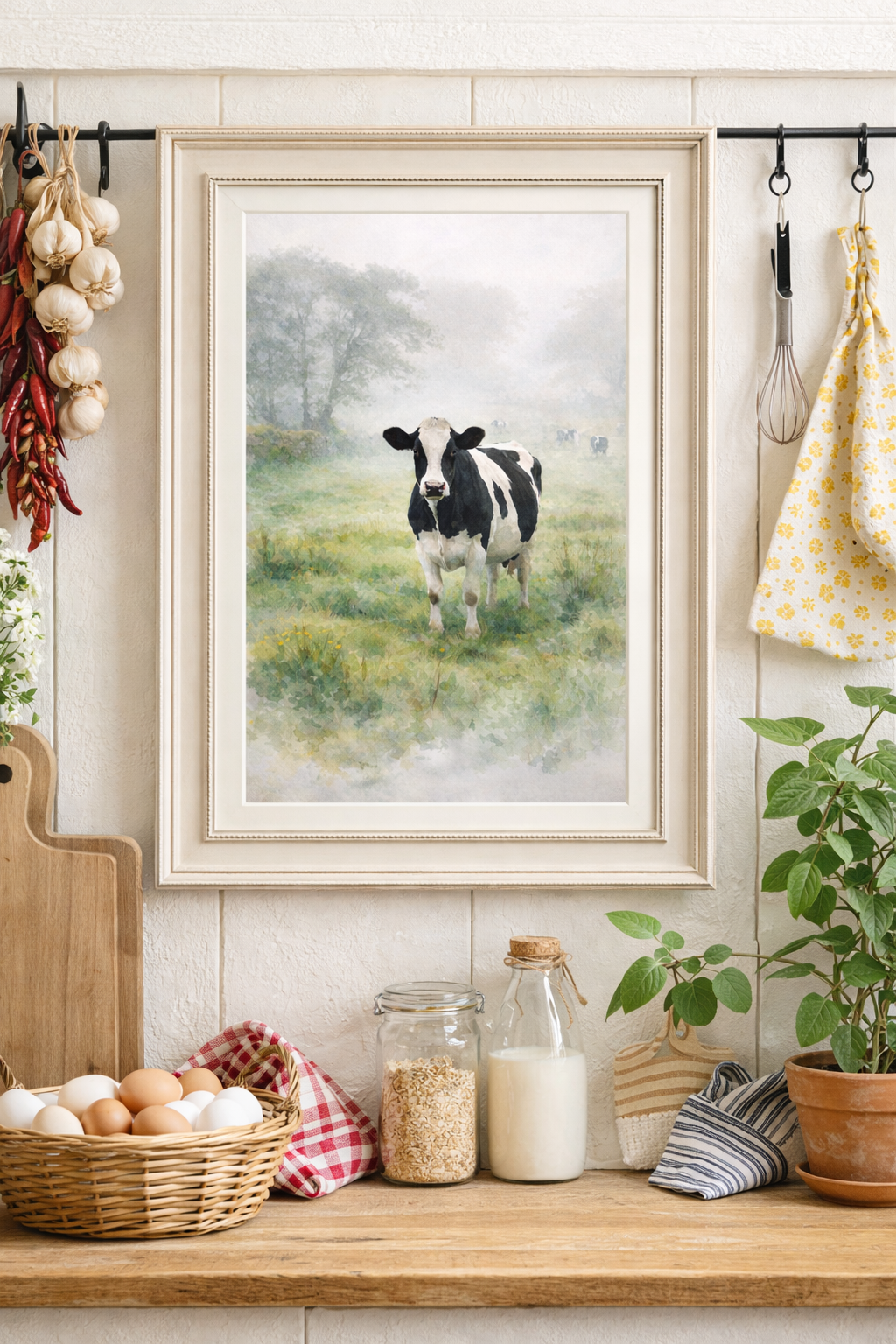 Fresian Cow in field Watercolour Print (DIGITAL PRINT)