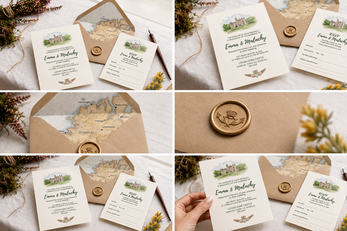 💍 Personalised Irish Wedding Invitation Suite, beautifully designed. Personalised by me.